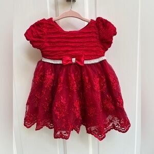 NWOT Nannette Baby 3-6M Red Ruffle and Lace Girls Christmas Dress